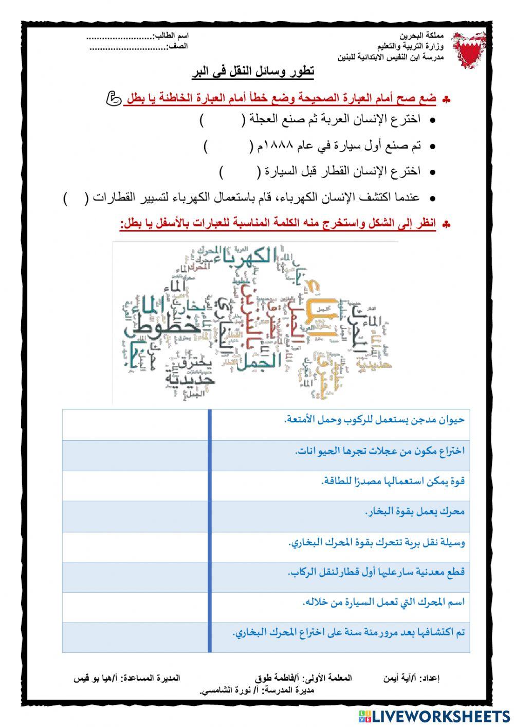 تطور الوسائل البرية