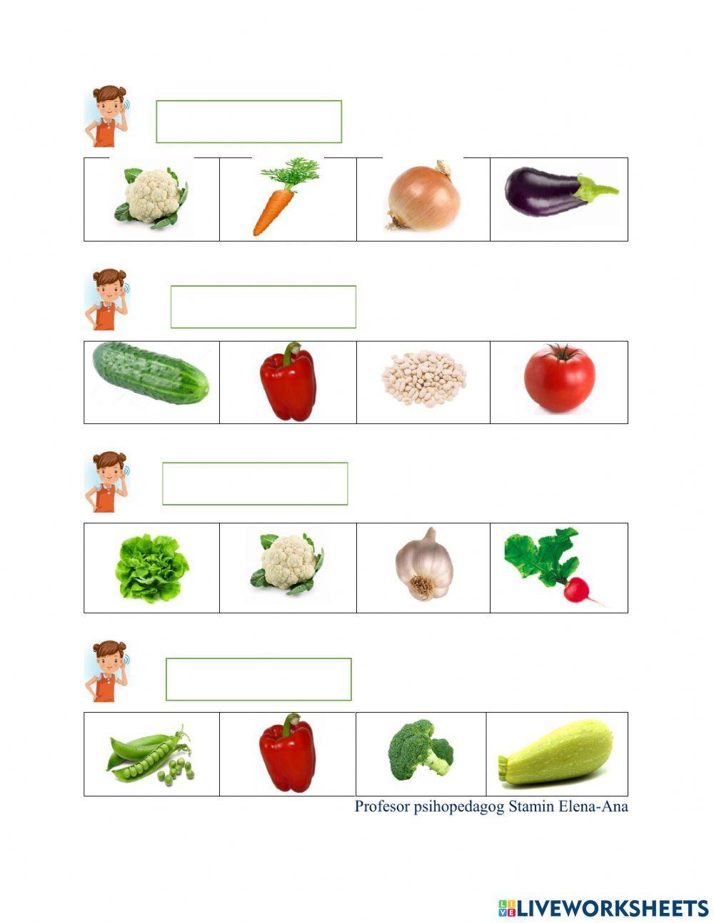 Evaluarea limbajului receptiv- Legumele
