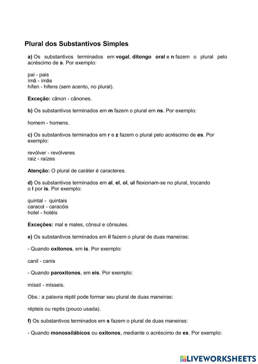 Plural dos substantivos