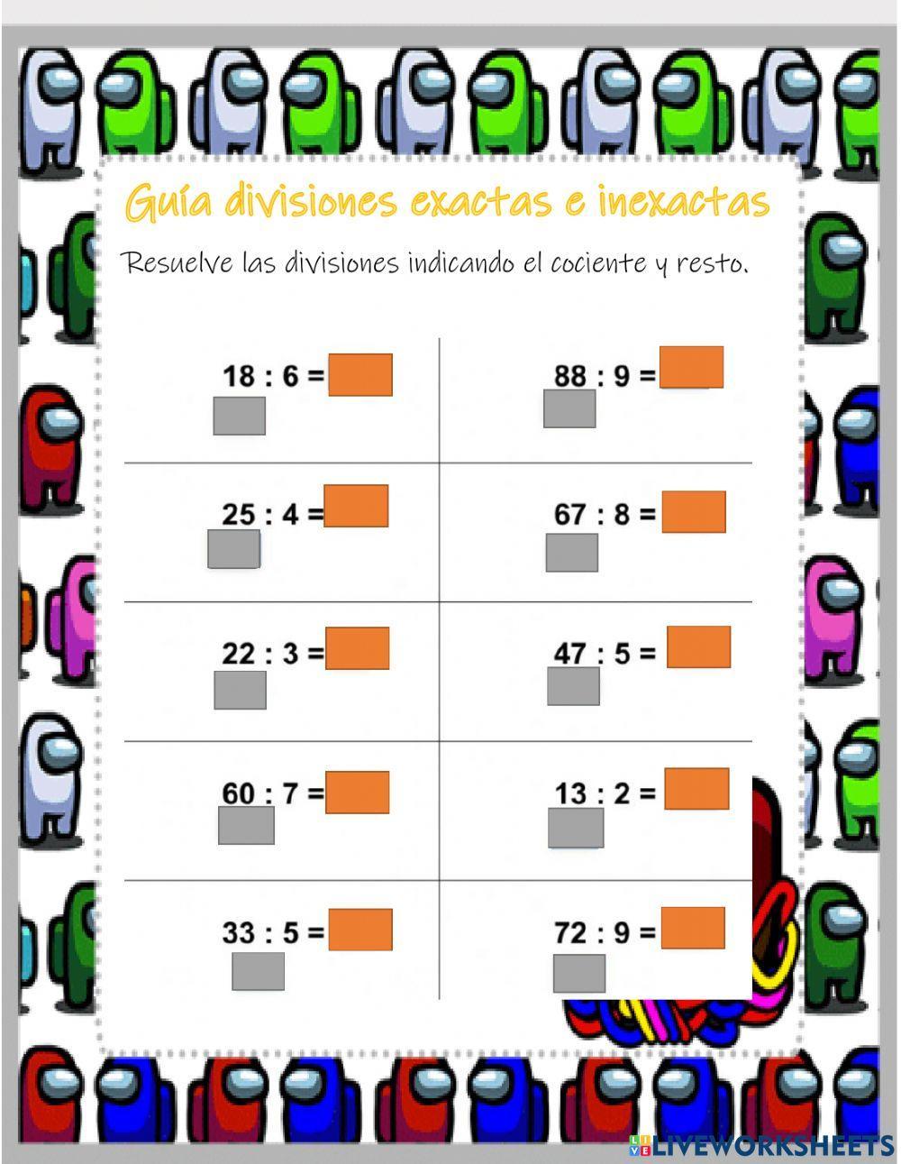 Guía divisiones exactas e inexactas