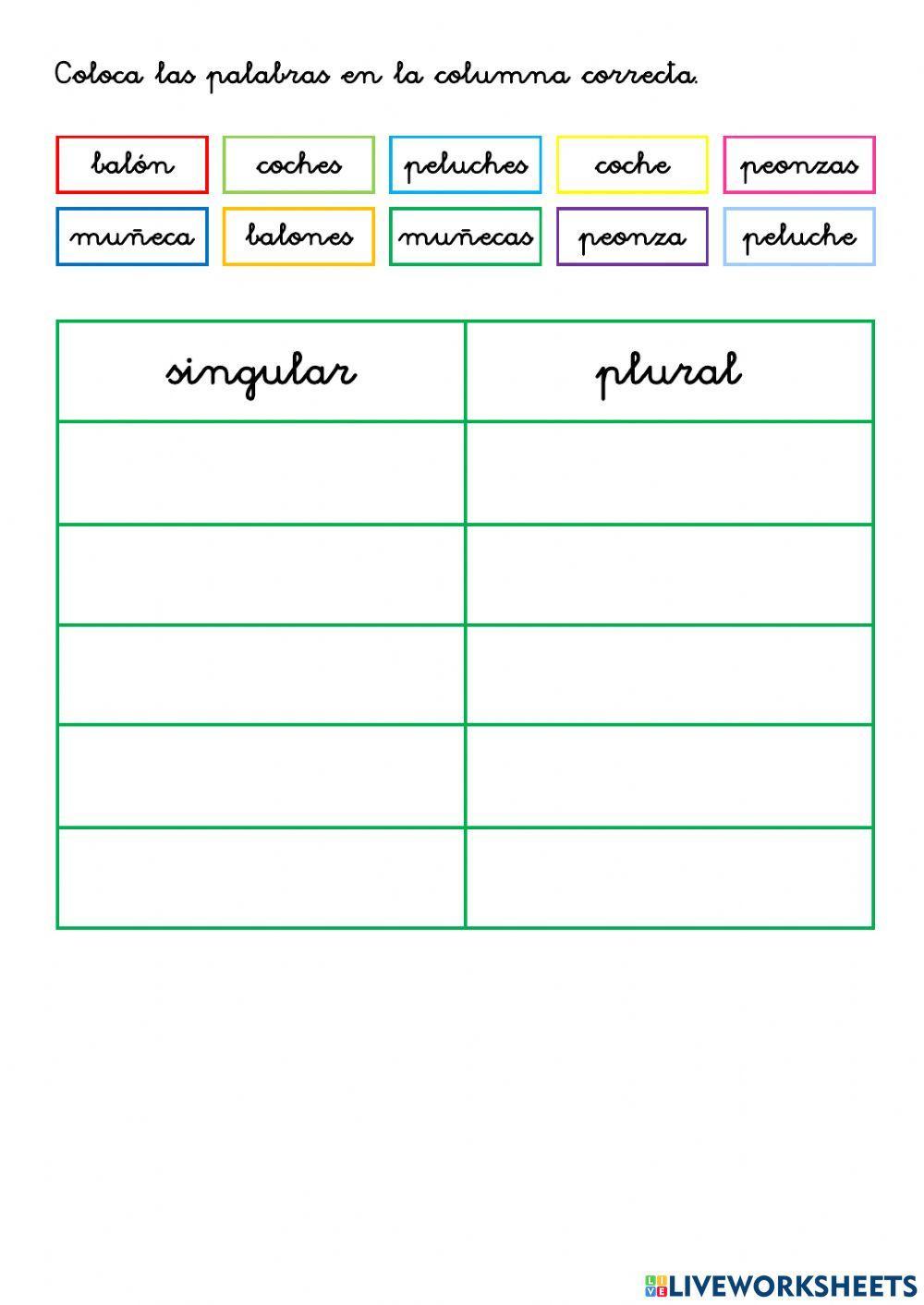 LENGUA 1º Singular y plural.