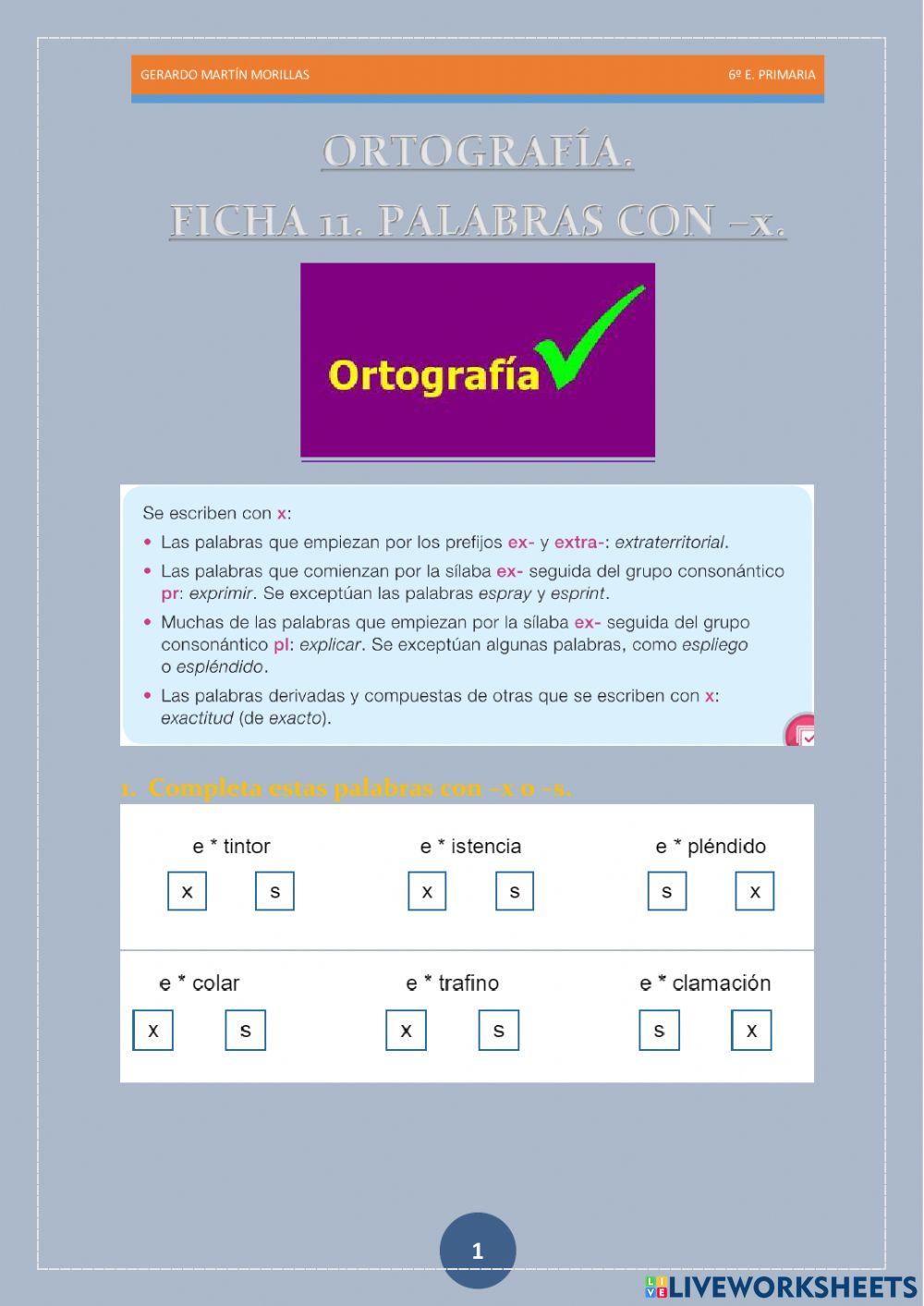 Ortografía. Ficha 11.