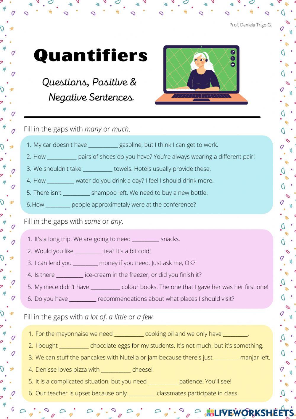 Quantifiers Online Exercise For Live Worksheets Quantifiers Online Exercise For Live Worksheets