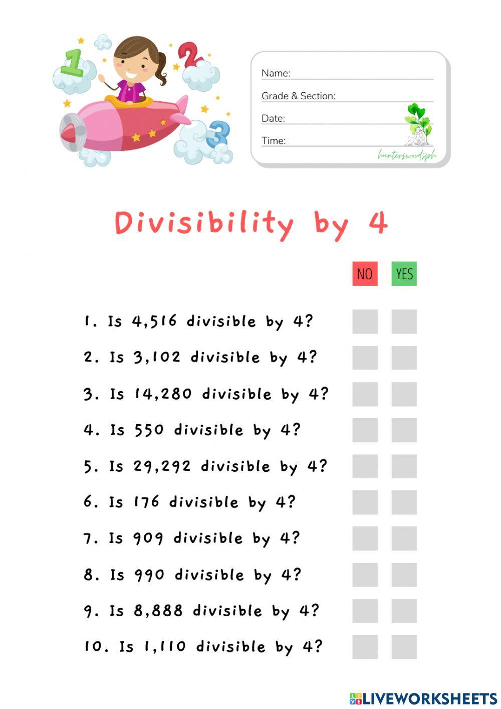 Divisibility by 4 (HuntersWoodsPH Math) Divisibility by 4 (HuntersWoodsPH Math)