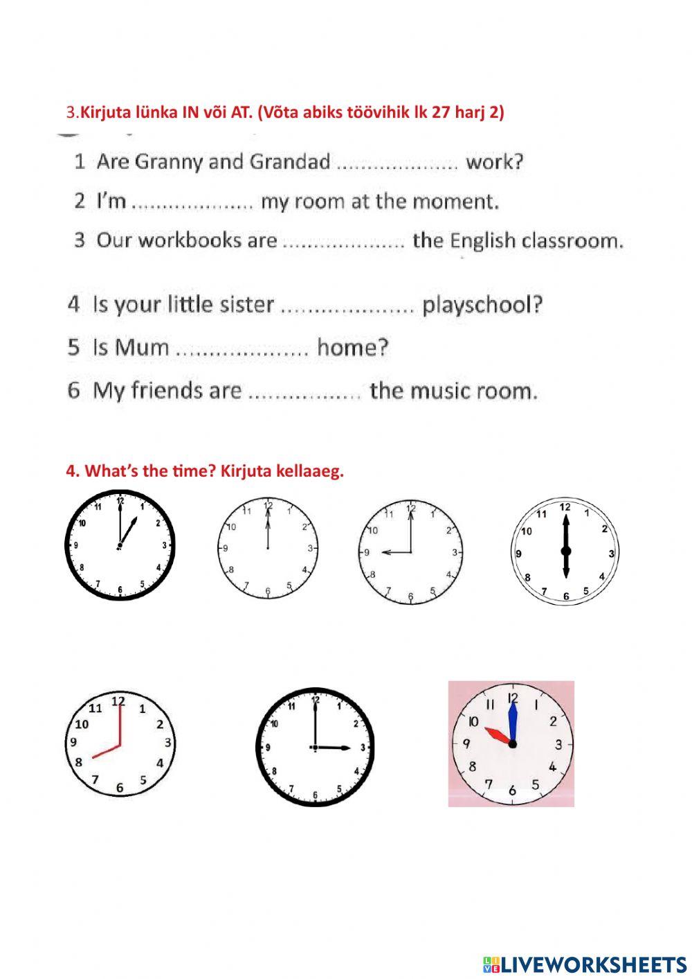 Unit 7 I Love English 1 TEST