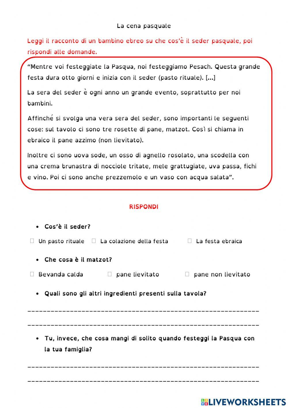 la cena pasquale 