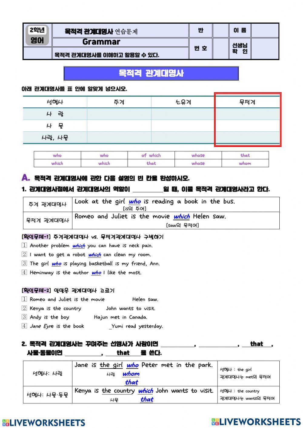 목적격 관계대명사