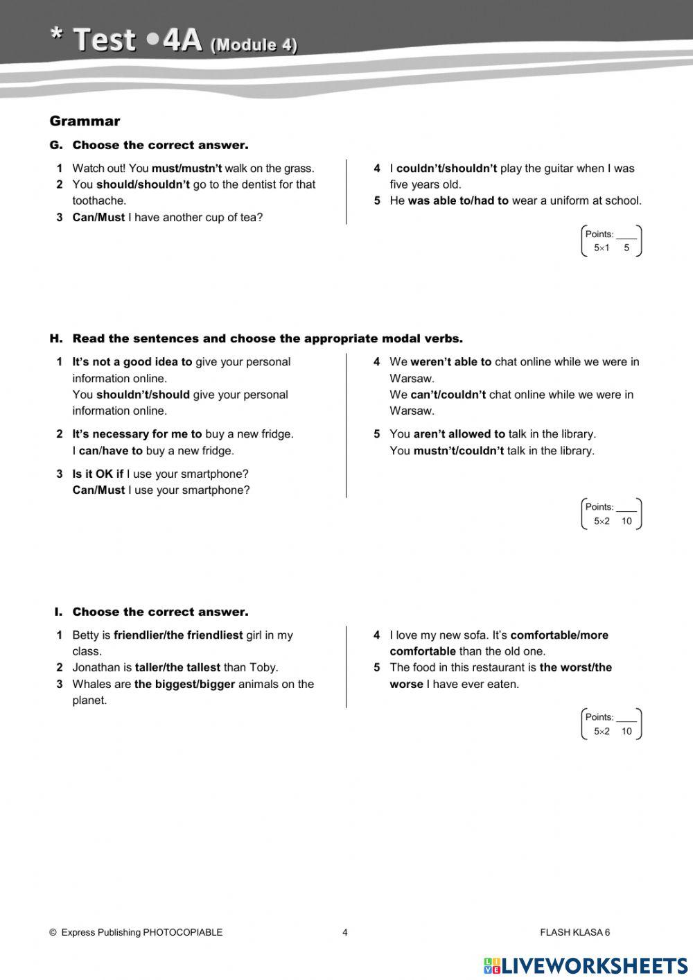 Test Module 4- klasa 6 Flash