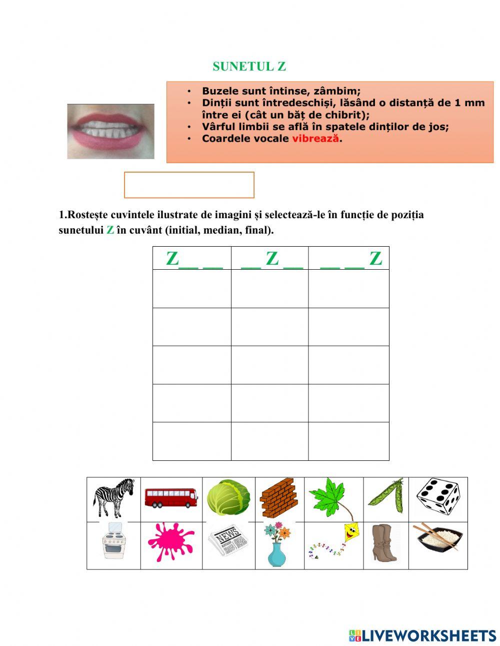 Exerciții pentru pronunția corectă a sunetului Z
