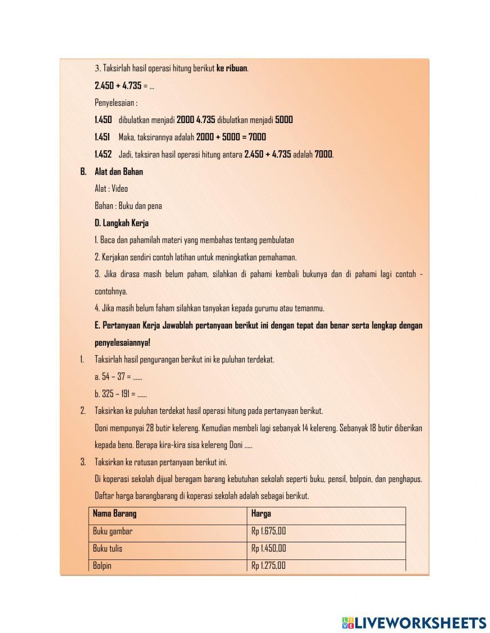 Lkpd matematika sd kelas 4