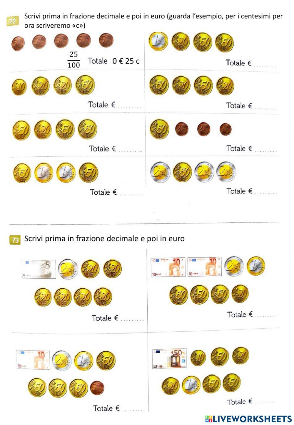 Frazioni decimali ed euro