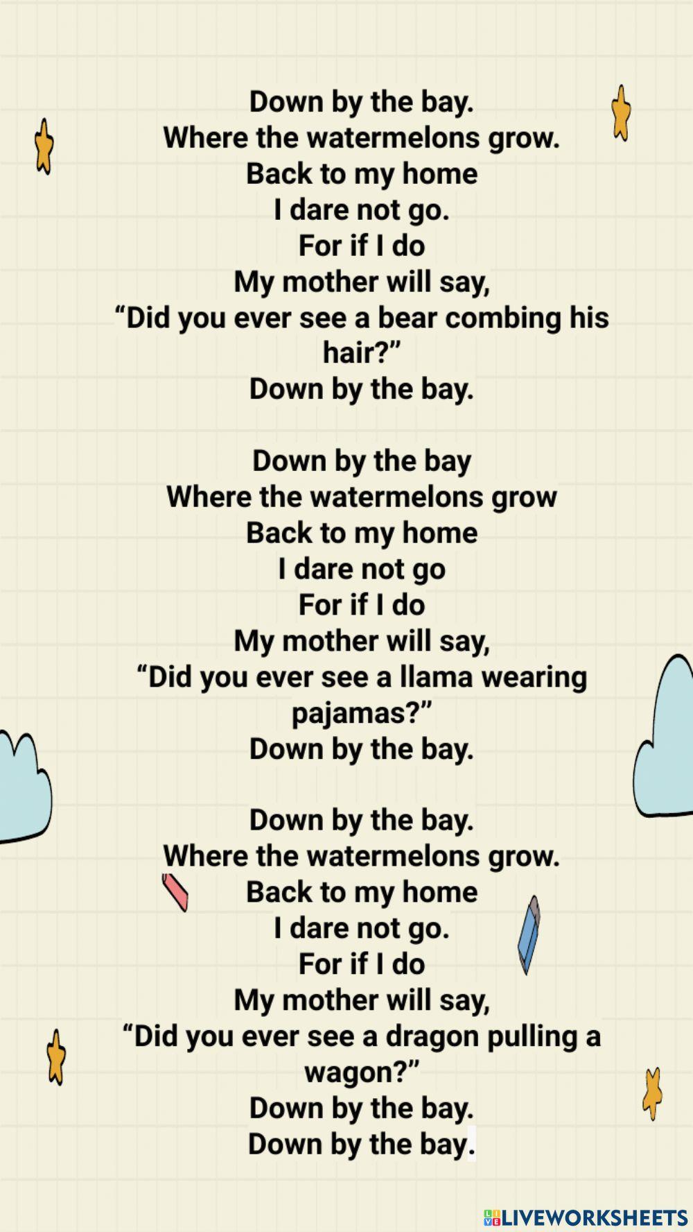 The Learning Station Down By The Bay Lyrics Down By The Bay Lyrics