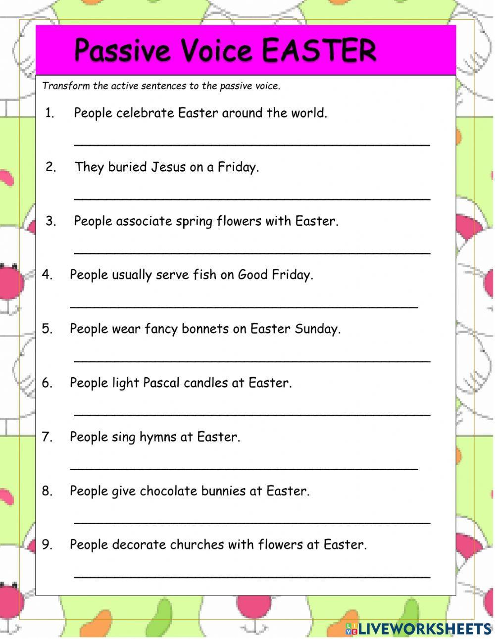 Easter Passive Voice Sentence Transformations