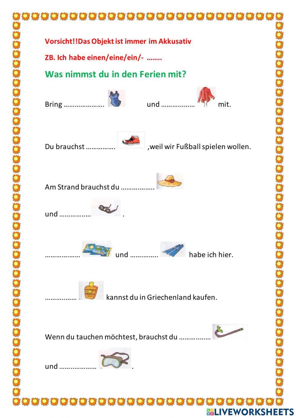 Sommersachen für den Urlaub