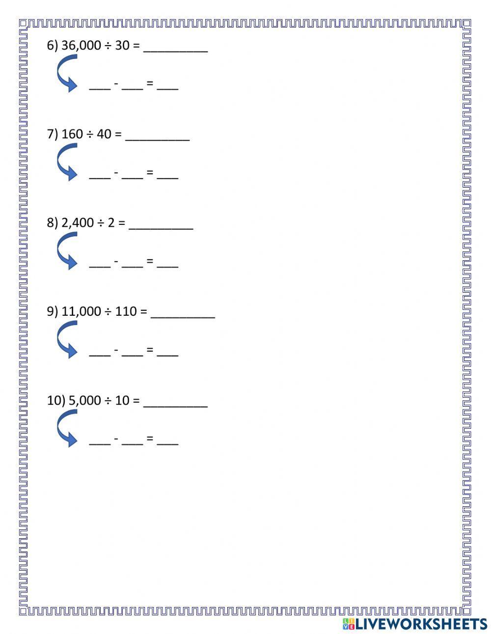 División múltiplos de 10