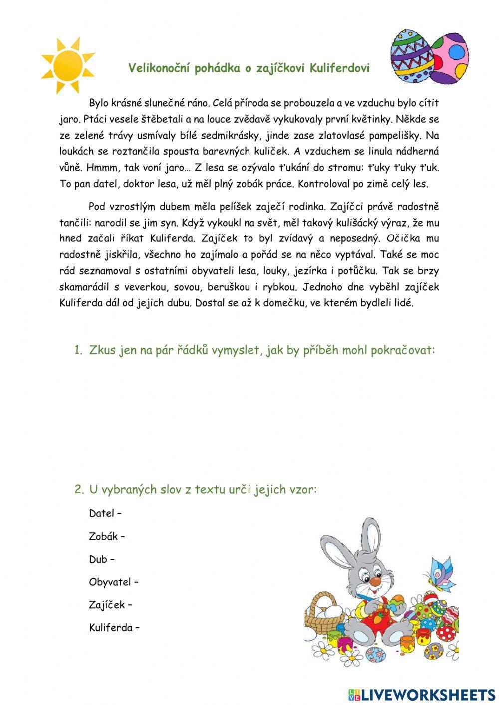 Velikonoční pracovní list