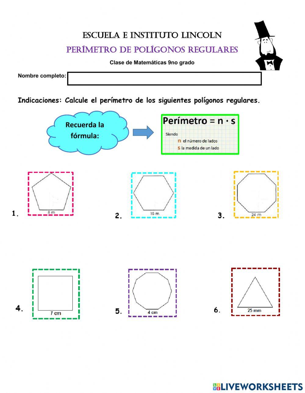 Perímetro de polígonos regulares