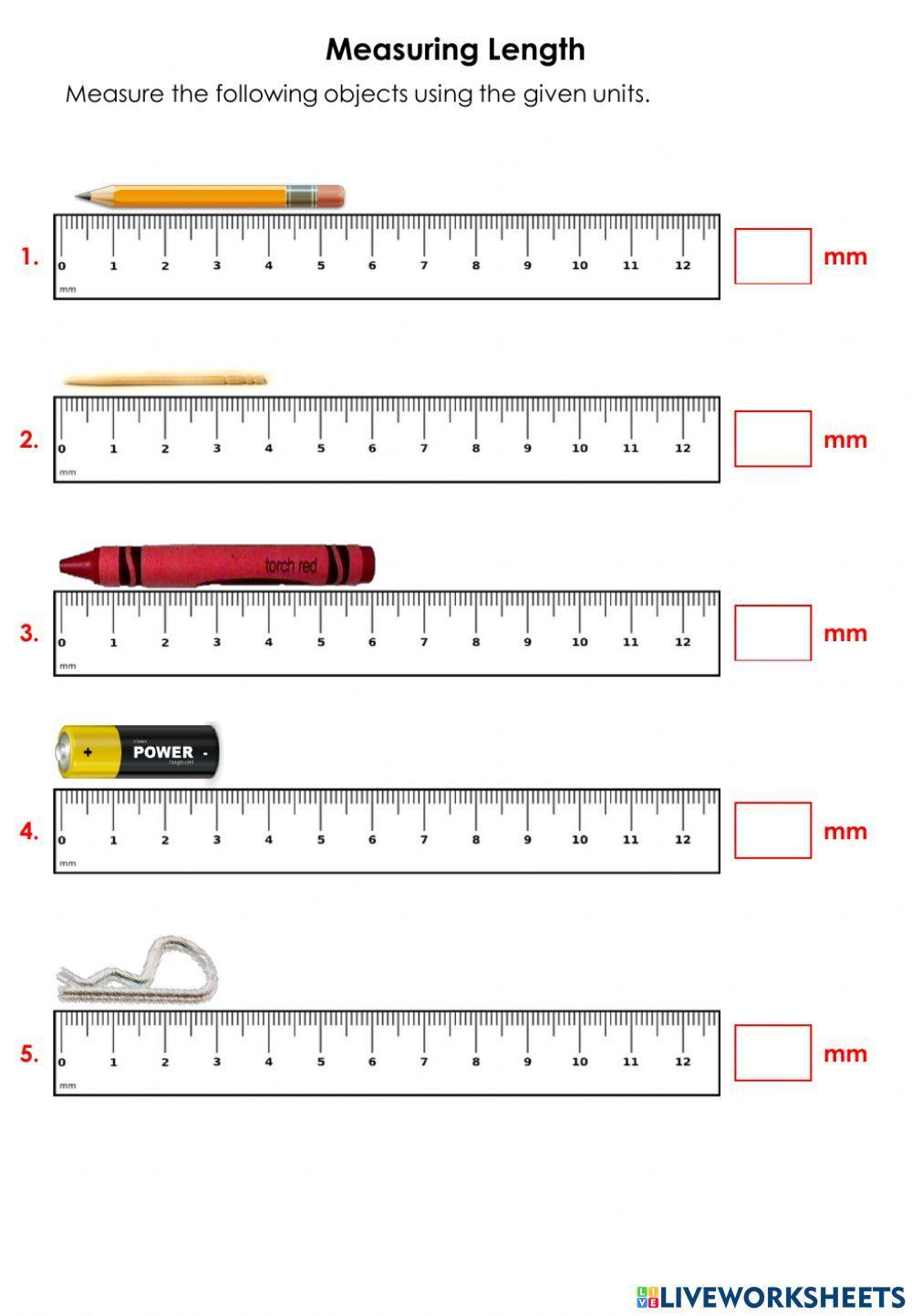 Measuring length in mm and cm
