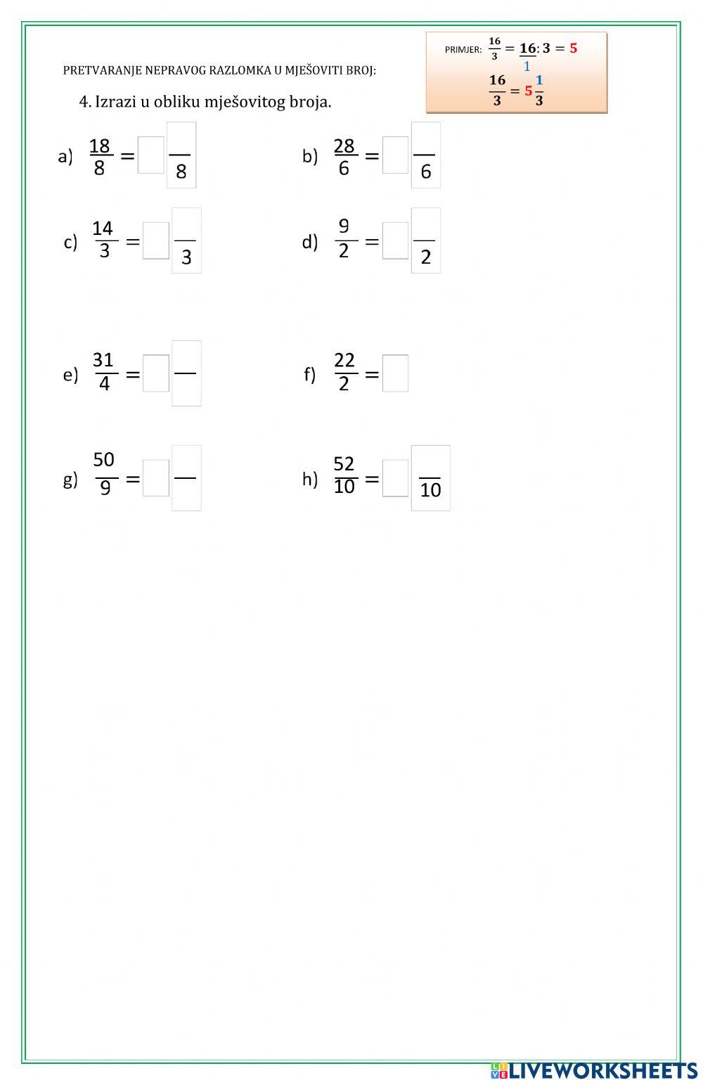 Vrste razlomaka-ponavljanje