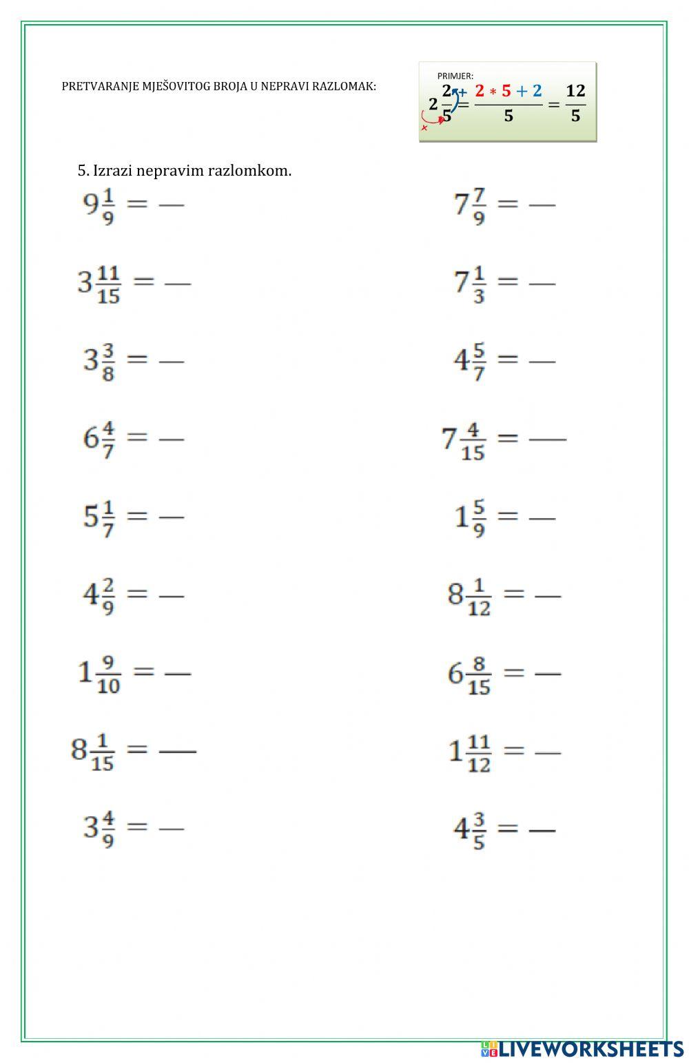 Vrste razlomaka-ponavljanje