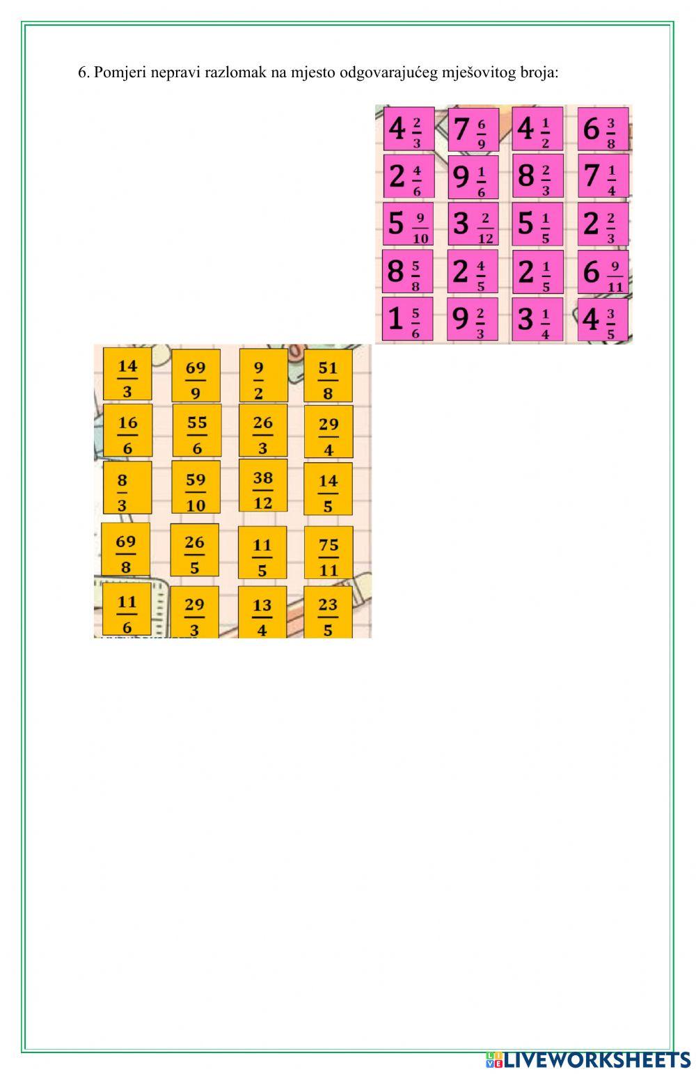 Vrste razlomaka-ponavljanje