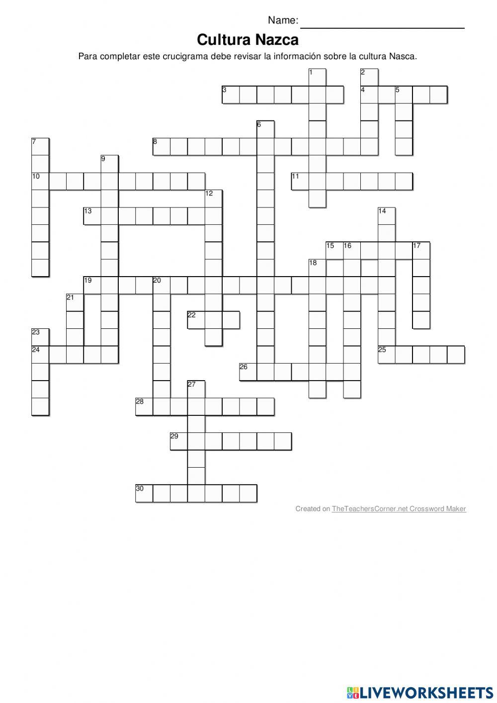 Crucigrama Cultura Nazca