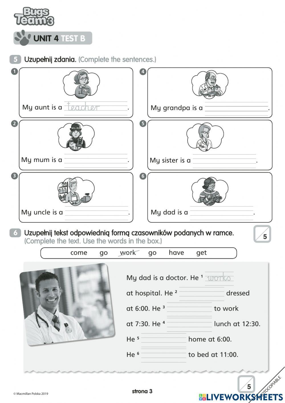 Bugs team 3 unit 4 online exercise for live worksheets