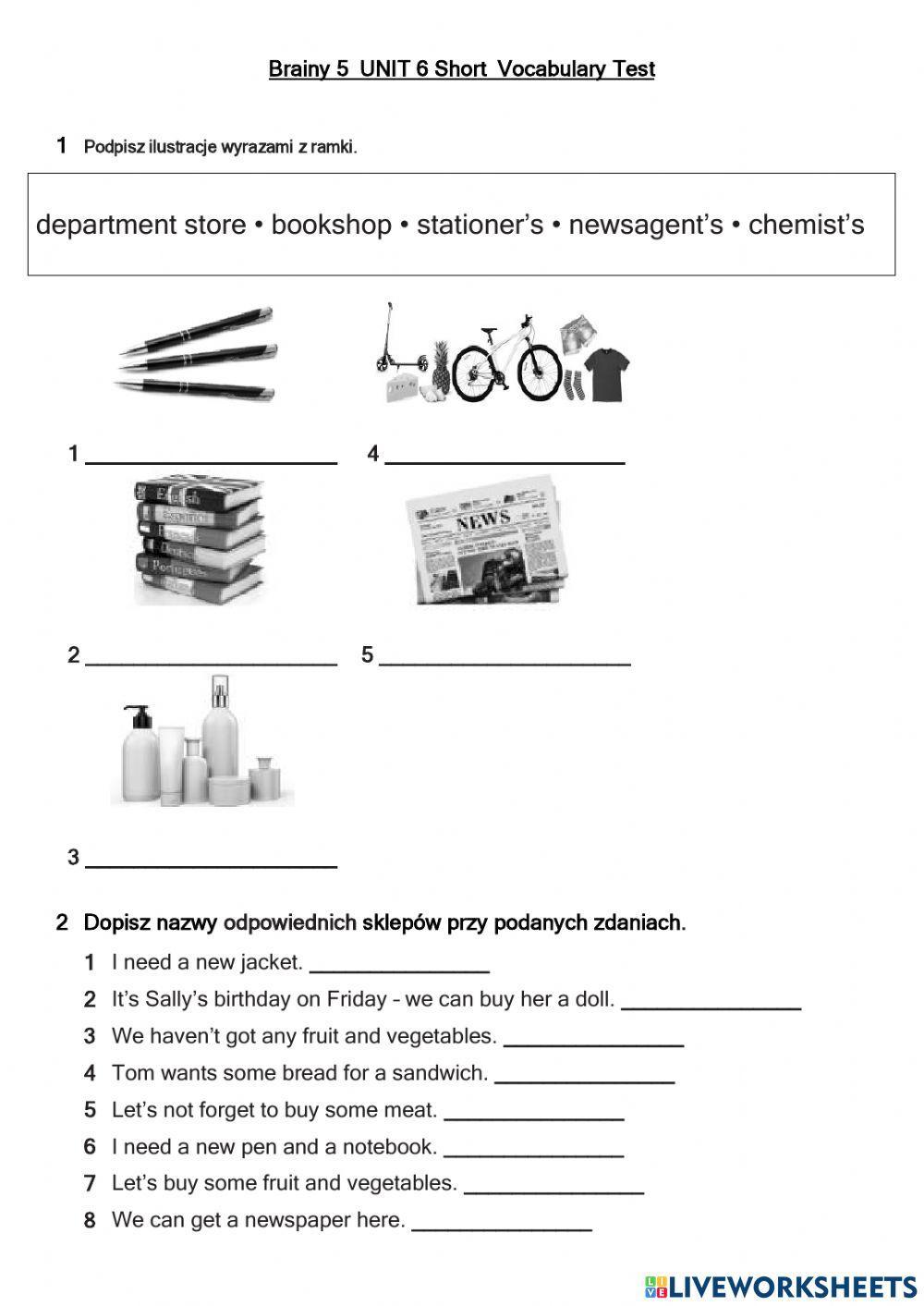 Brainy 5 unit 6 vocabulary test