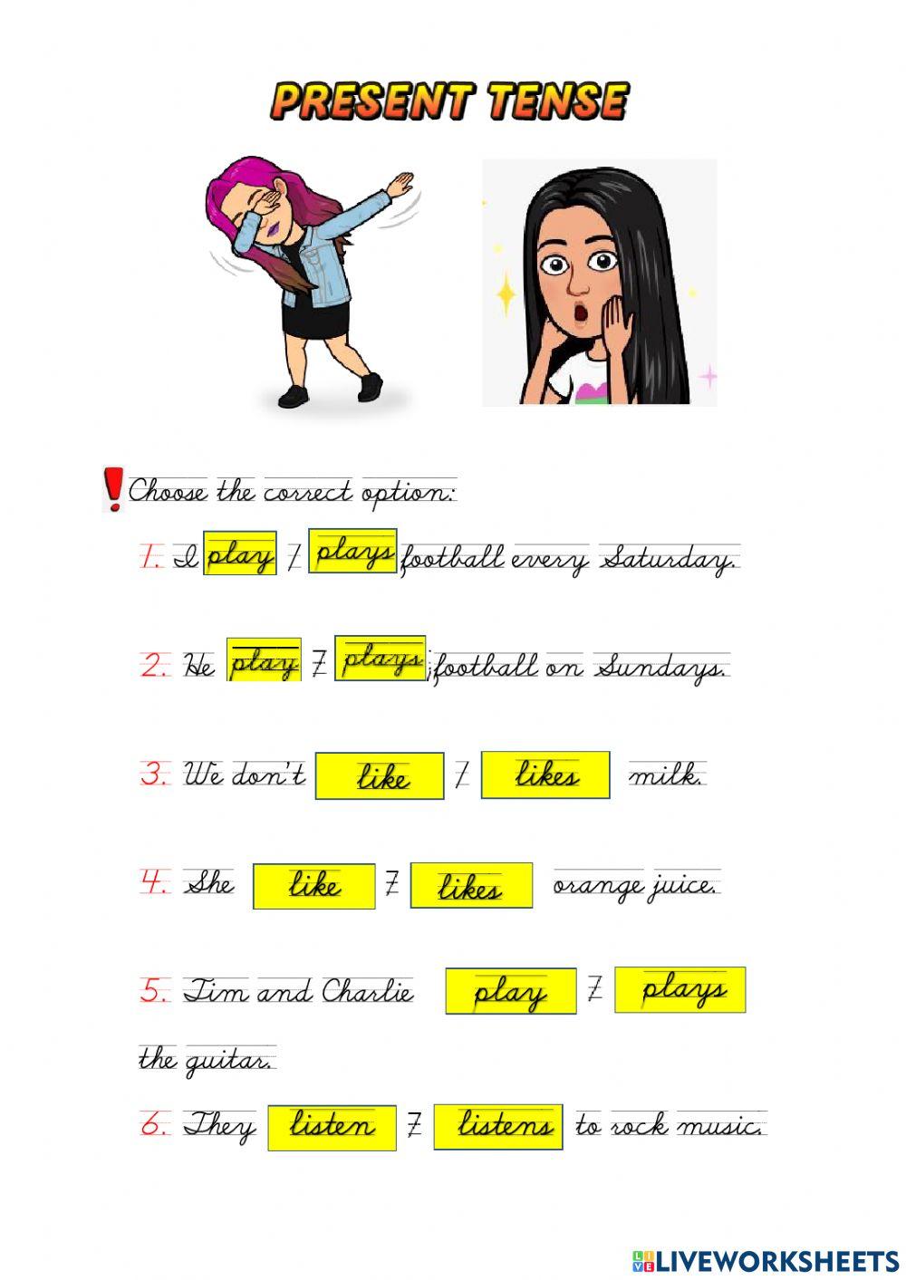 Present tense 863997 MrsGaby Live Worksheets