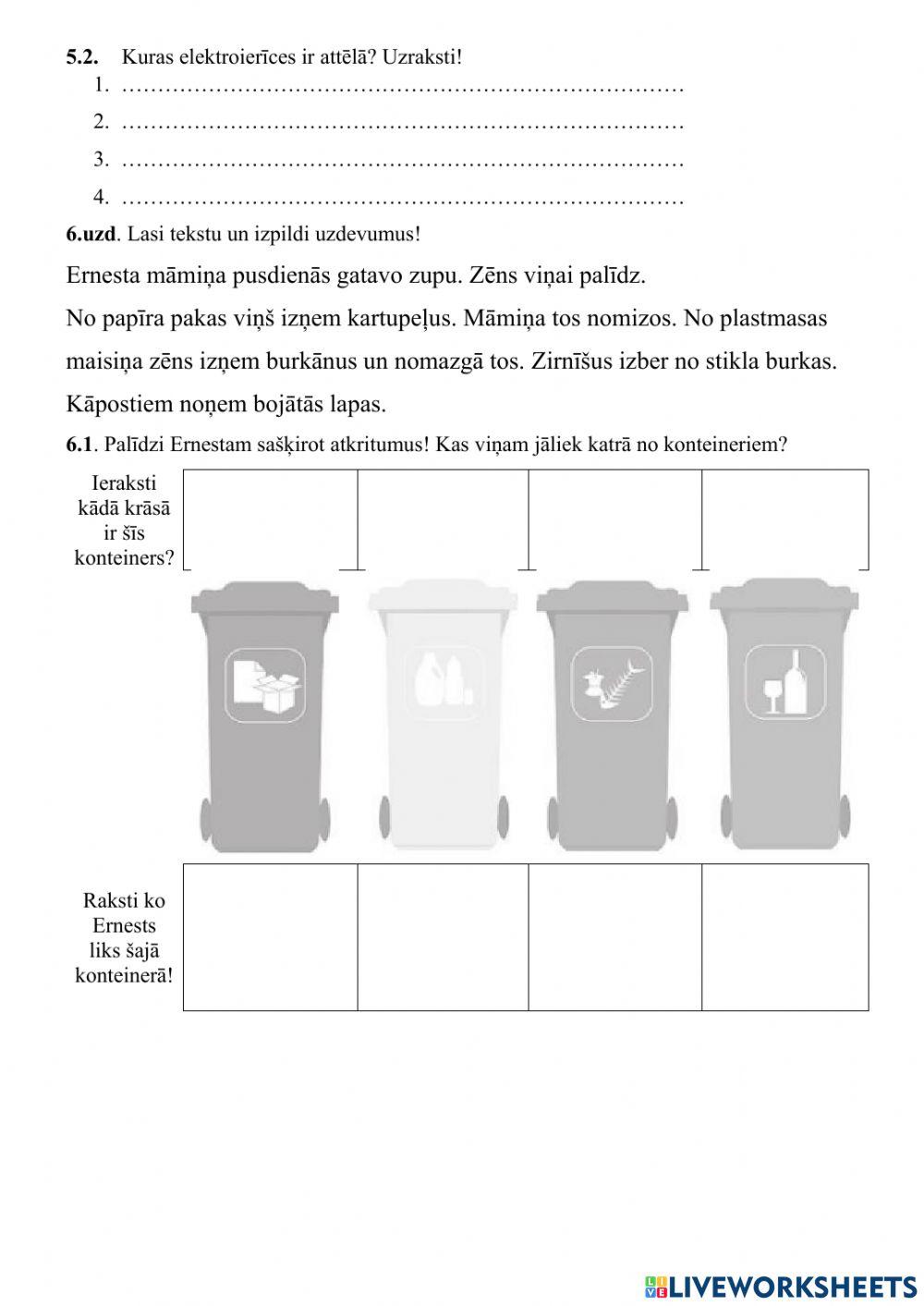 Dabaszinību patstāvīgais darbs (skaņa, kustība, elektrība, atkritumi)
