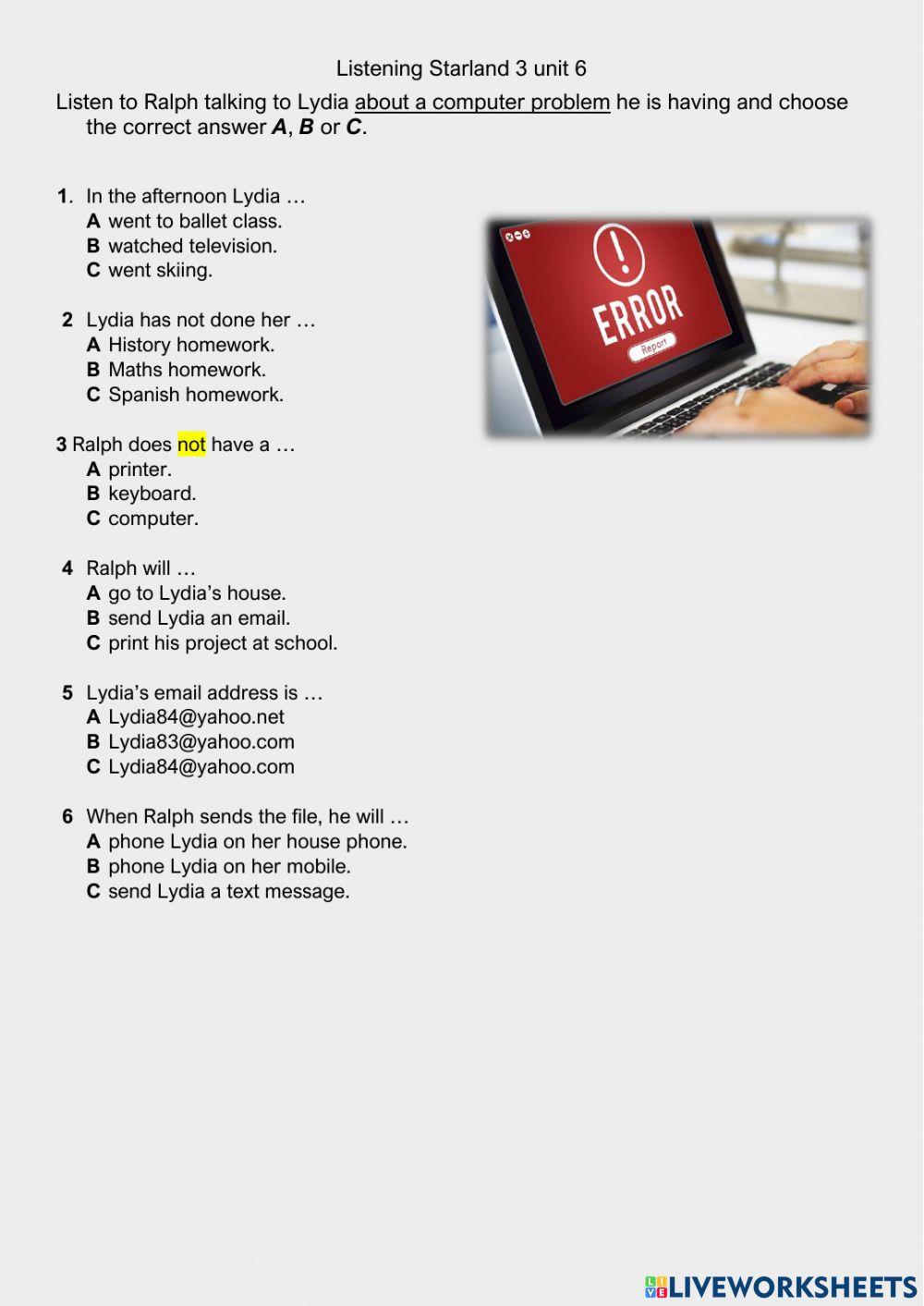 Starland 3unit 6 listening