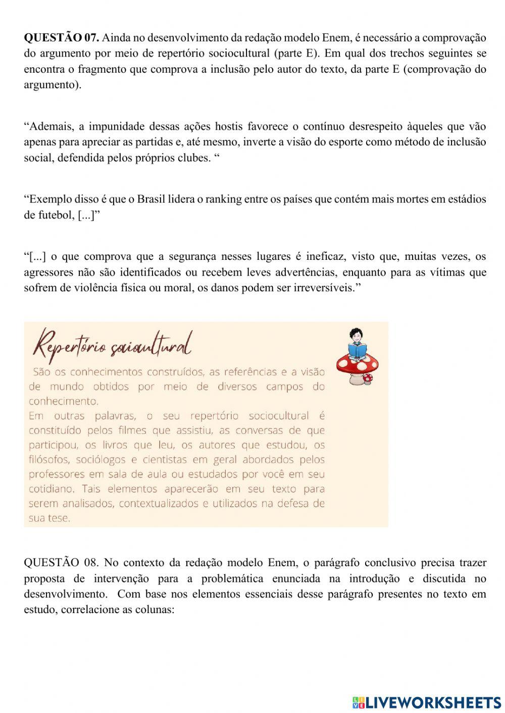 Dissertação argumentativa: leitura e estudo da estrutura