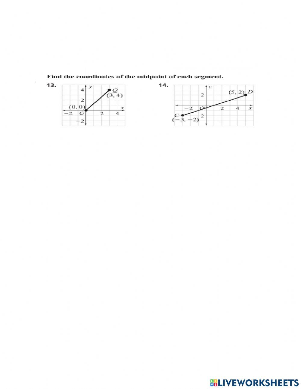 Midpoint formula worksheet Live Worksheets