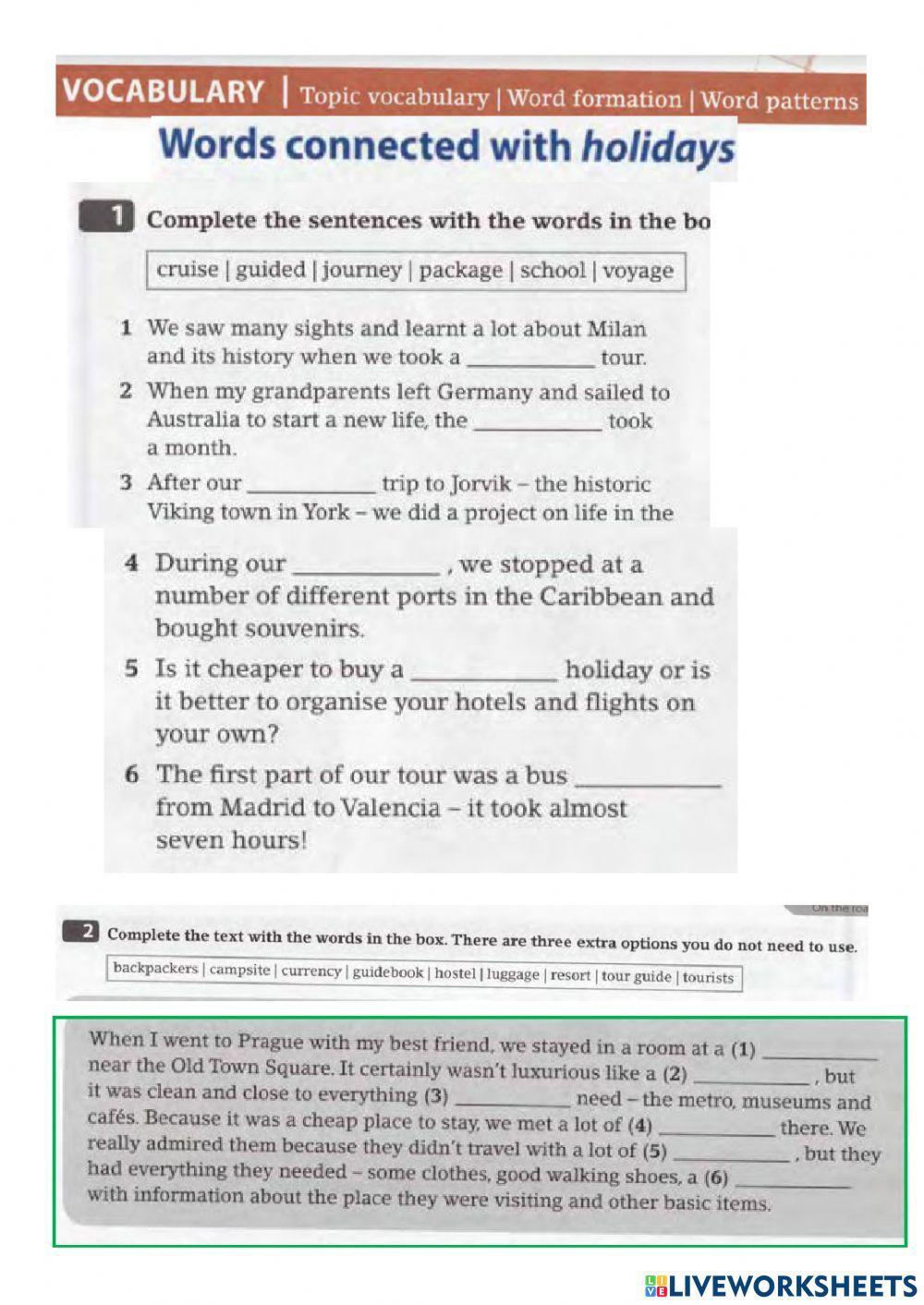 5A -HOLIDAY VOCABULARY (from WB)