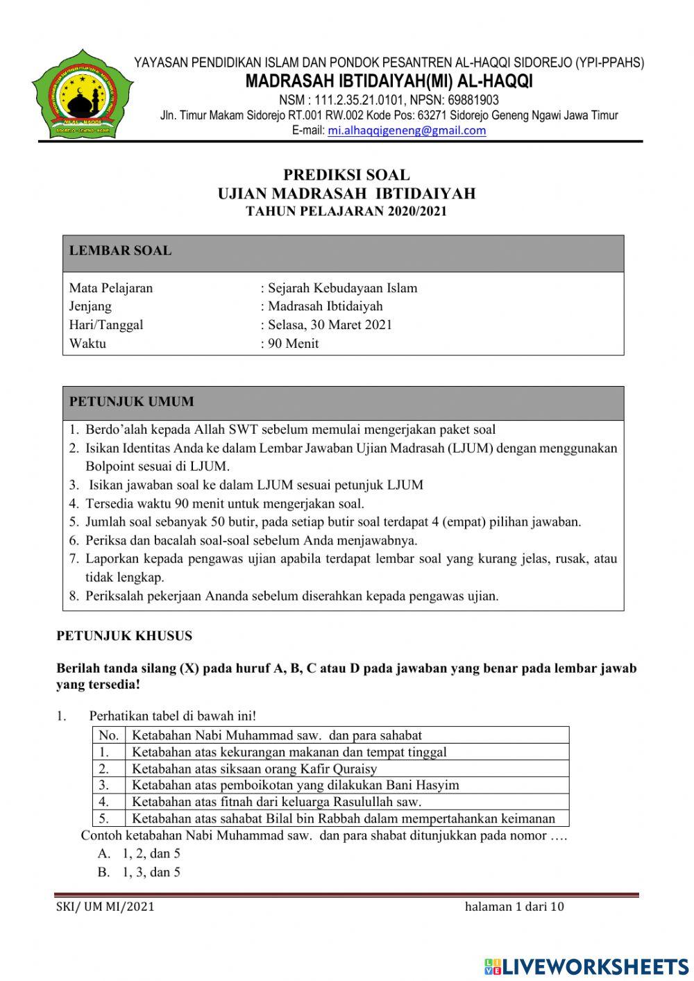 Umbks kelas 6 2020-2021