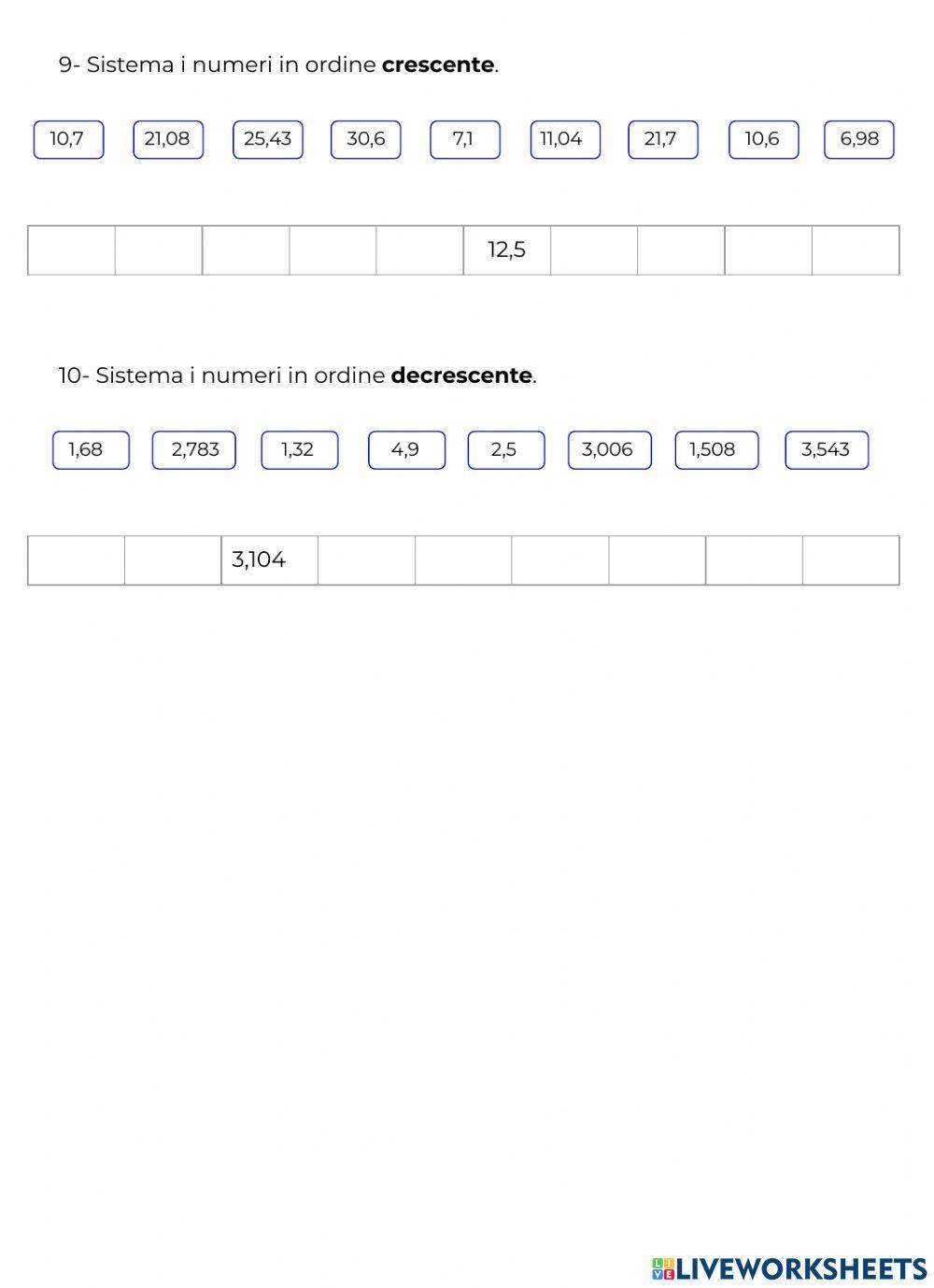 FRAZIONI E NUMERI DECIMALI -