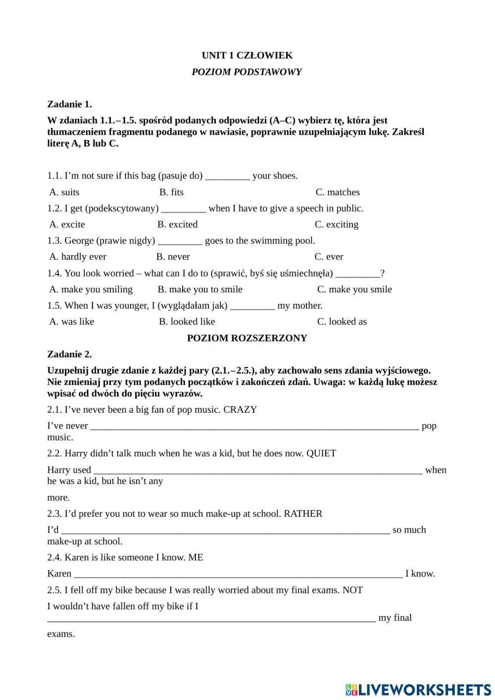 MATURA ROZSZERZONA I PODSTAWA