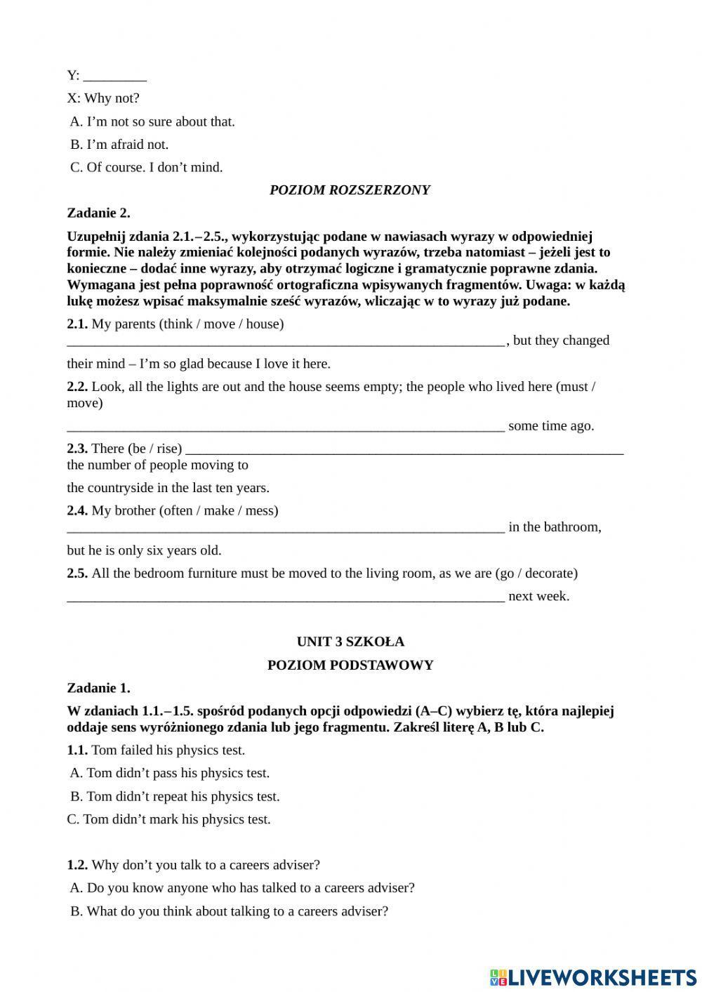 MATURA ROZSZERZONA I PODSTAWA