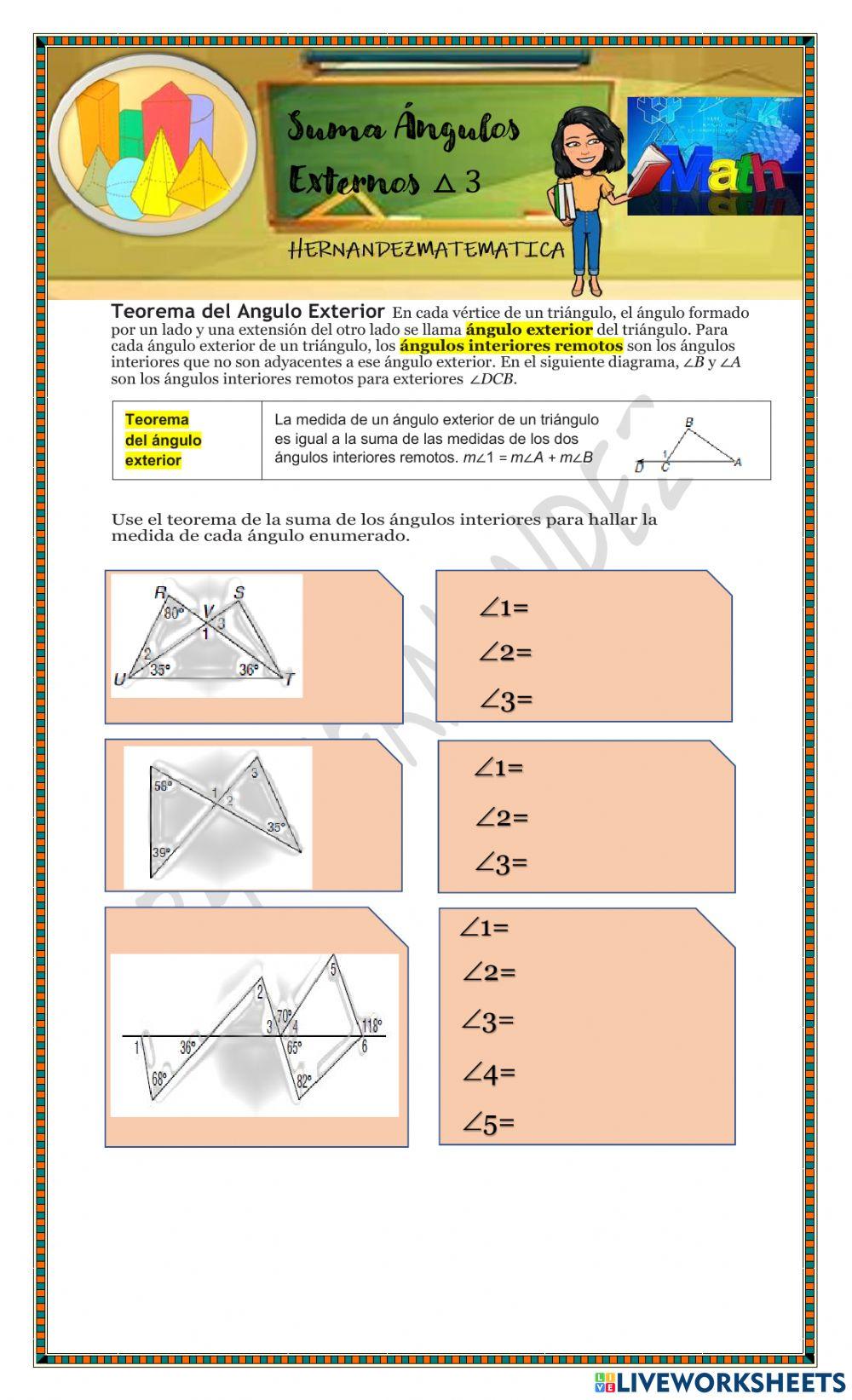 Suma de angulos externos triangulo 3