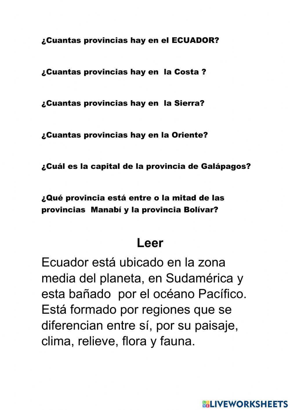 Provincias del ecuador