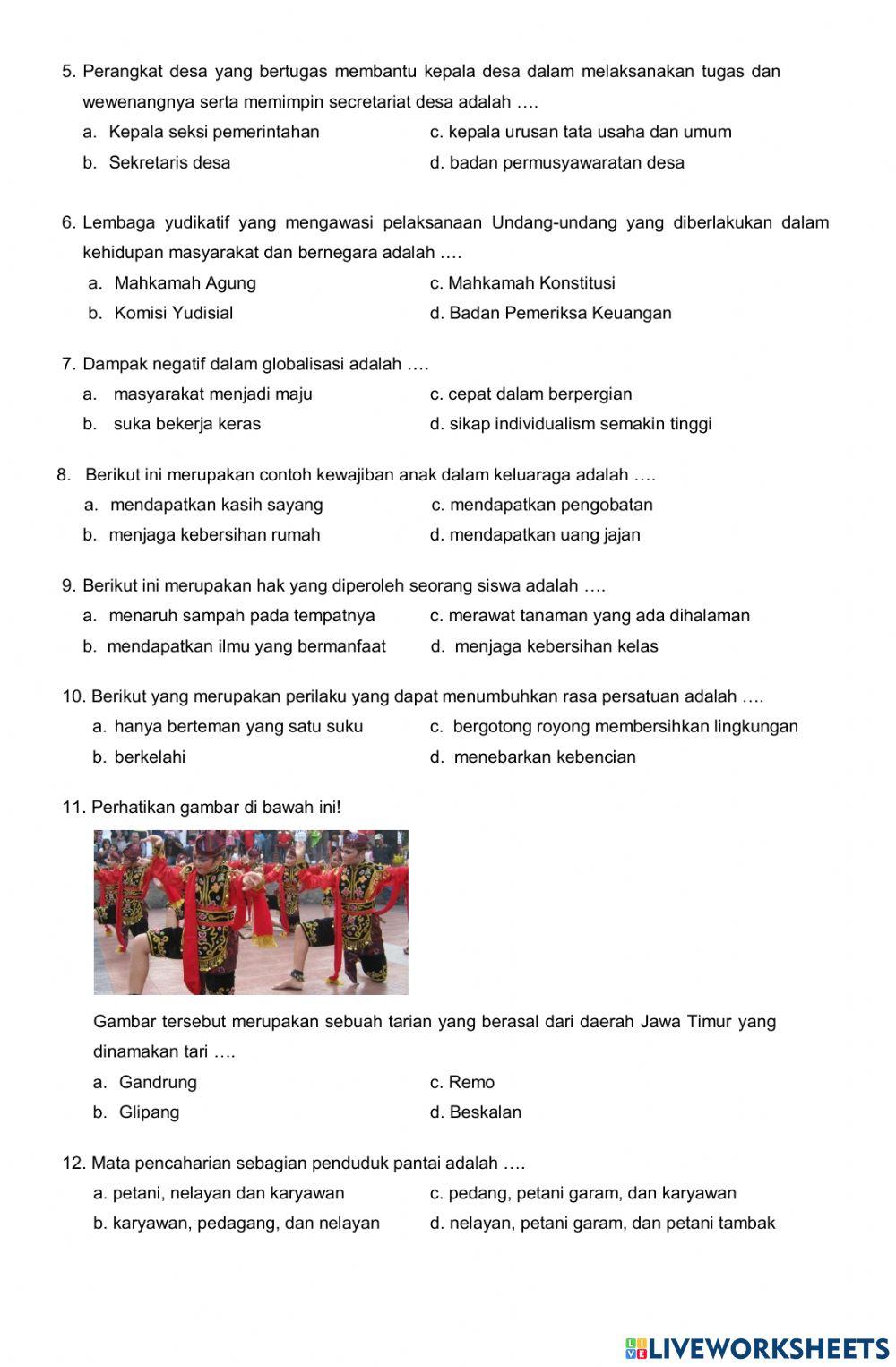 LATIHAN SOAL UJIAN SEKOLAH PKn