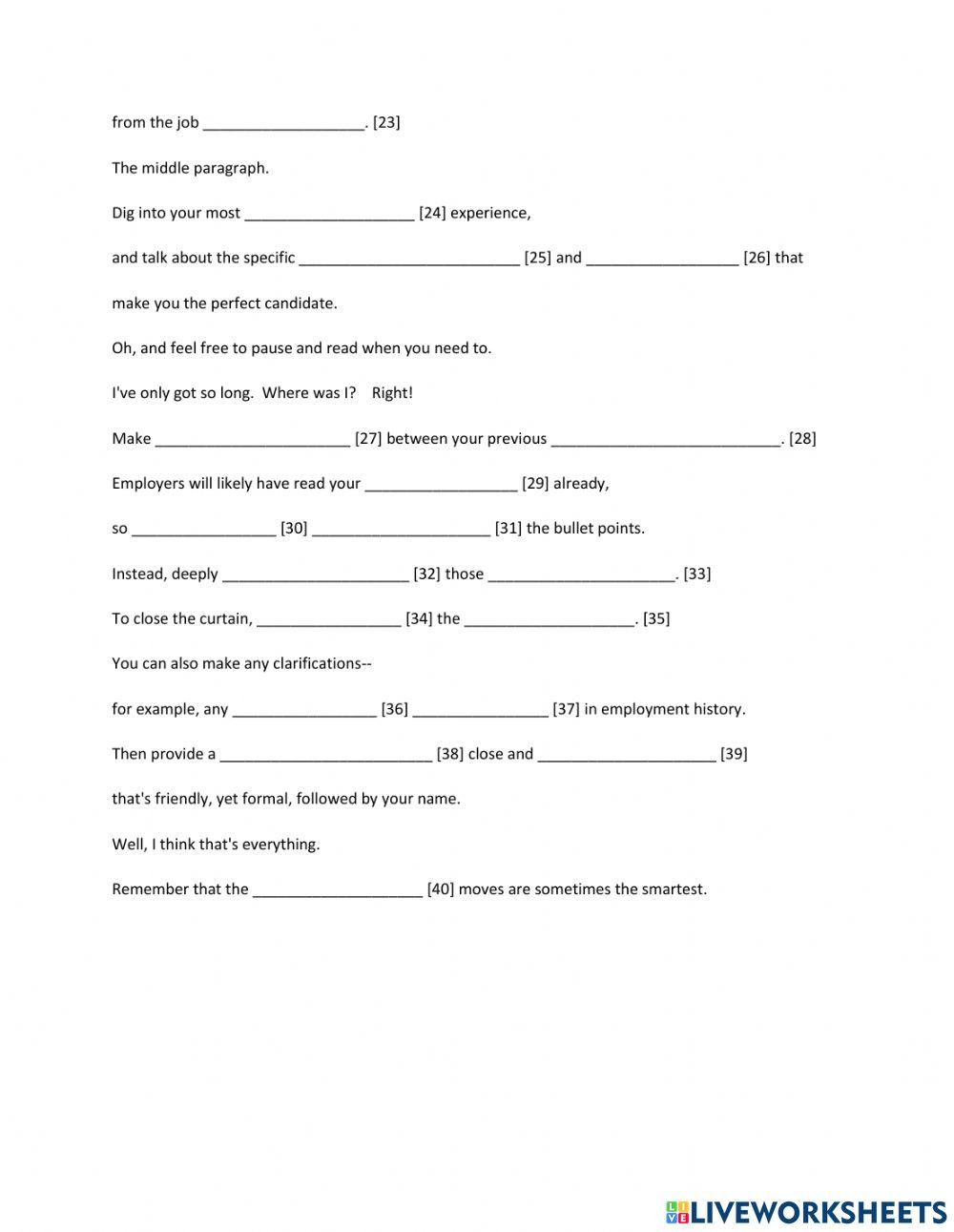 Creating a cover letter