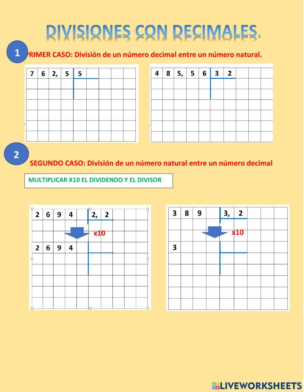 División de números decimales( 1° parte)