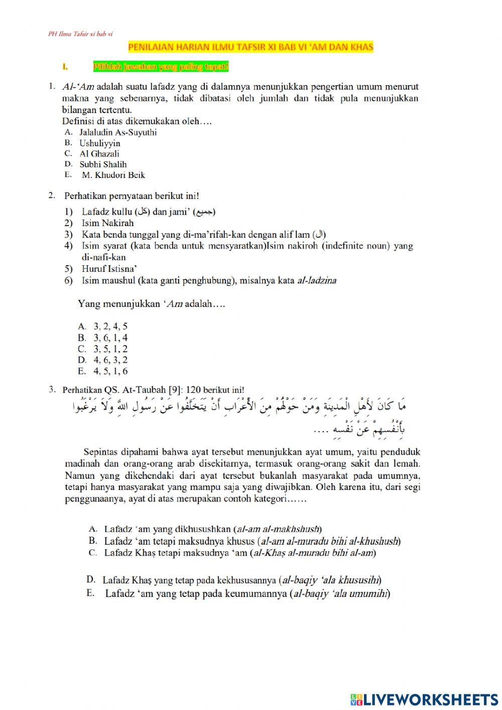 PH Ilmu Tafsir bab VI