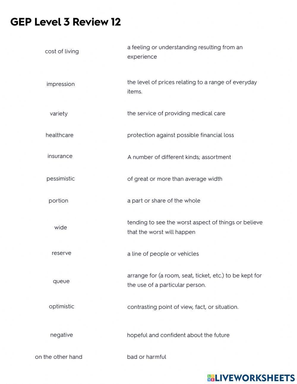 English File Elementary Review 12