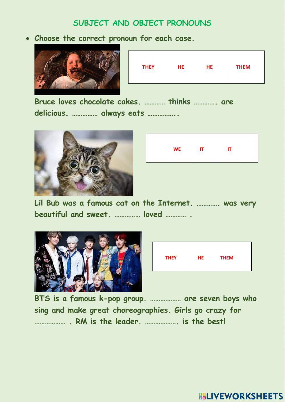 Subject and object pronouns