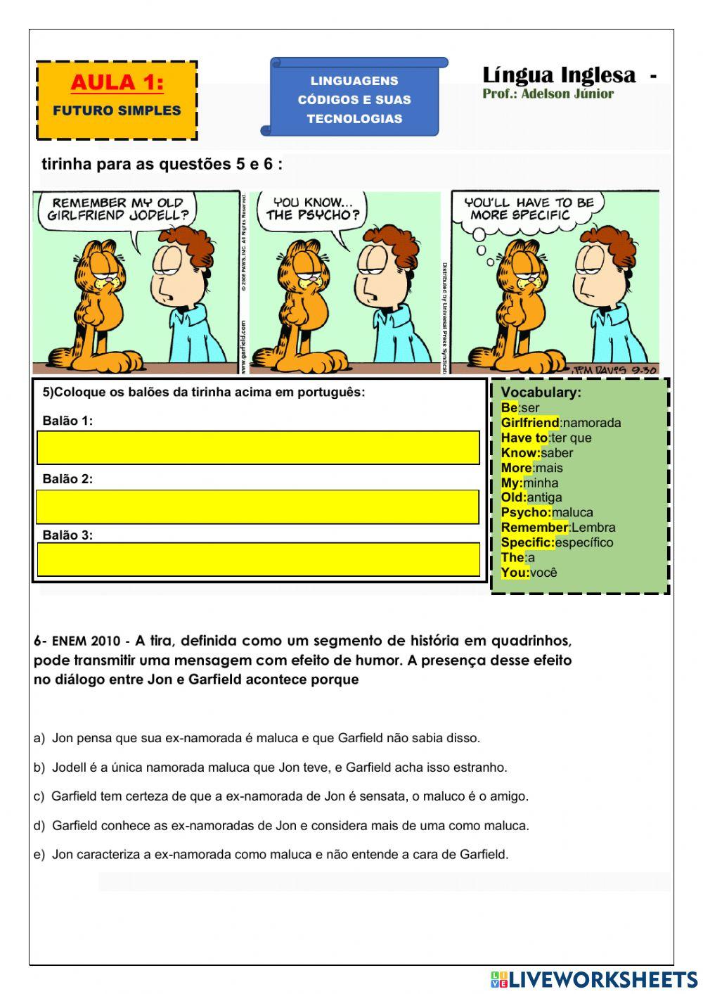 Futuro Simples : Interpretação
