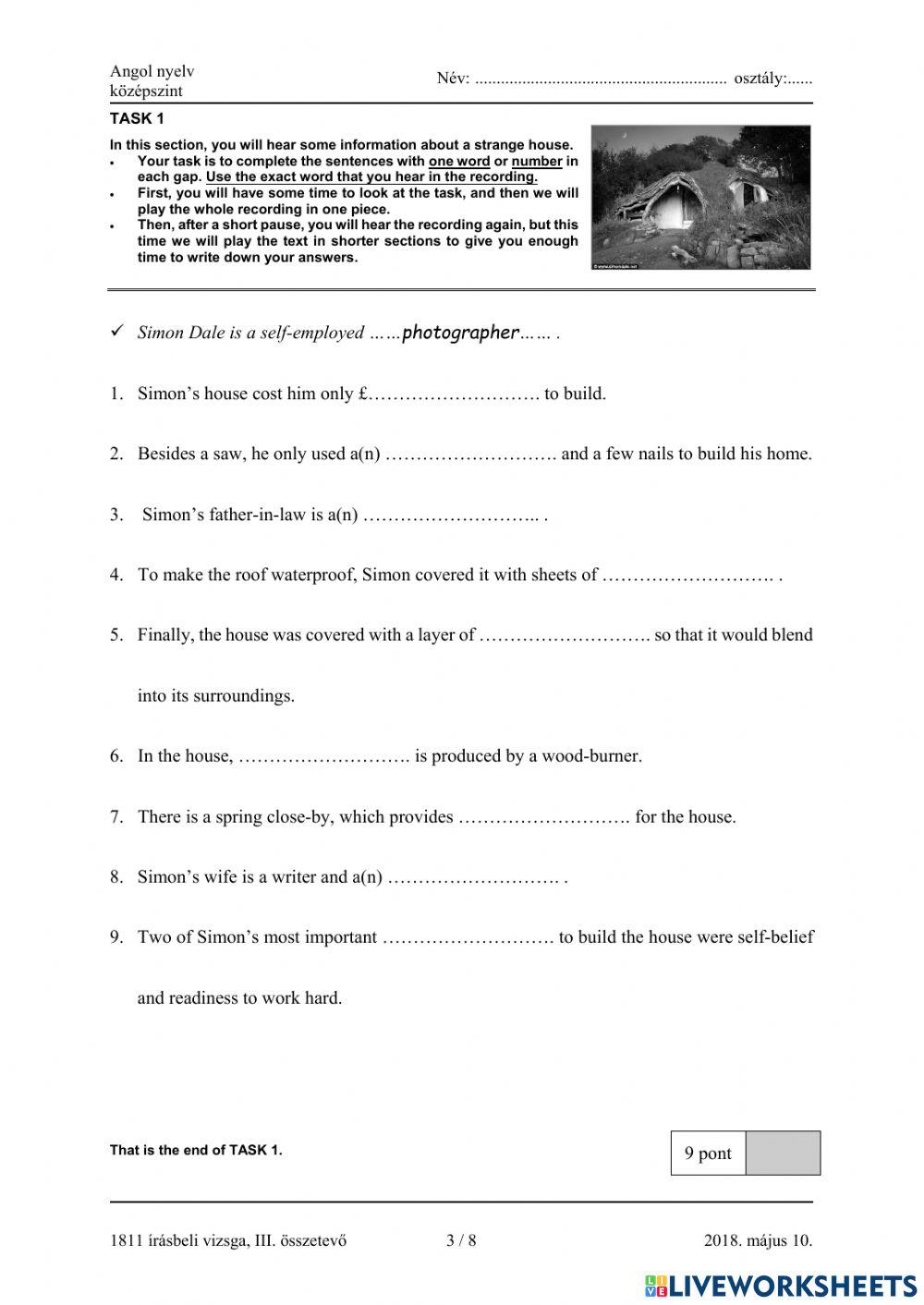 Matura B1 listening gap fill