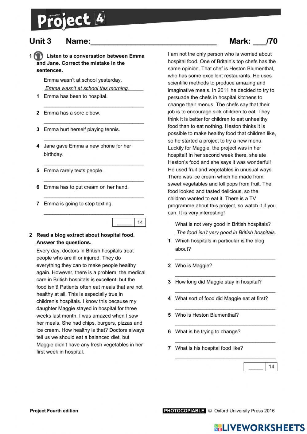 Project 4 unit 3 test online exercise for live worksheets