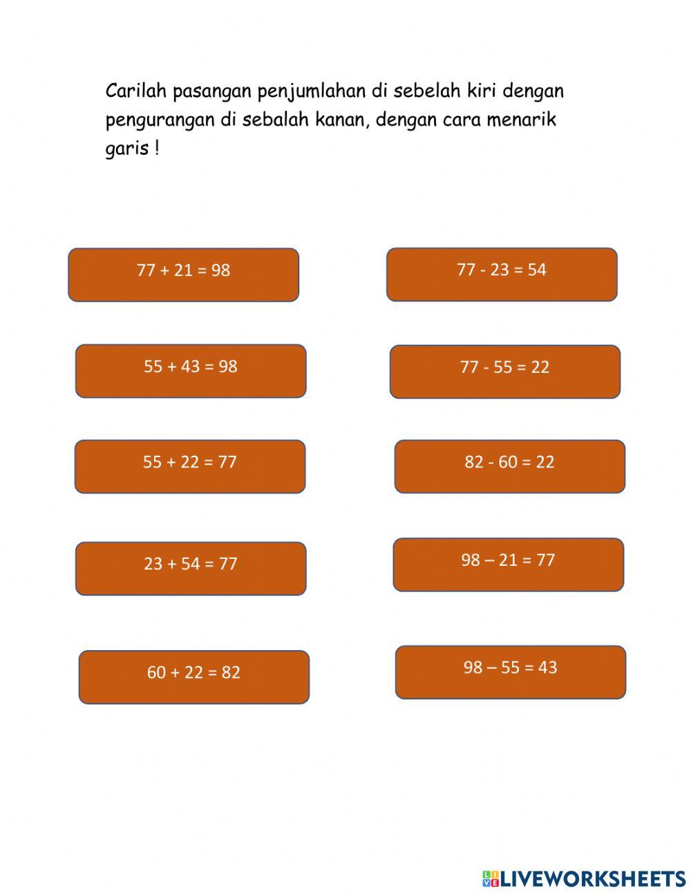 Hubungan penjumlahan dan pengurangan